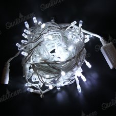Гирлянда Нить Кристалл, светодиоды 8мм, с переходником, флеш-эффект Холодный белый + холодный белый 10м