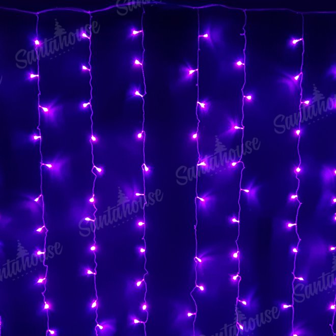 Гирлянда Занавес, прозрачный провод, IP44, Фиолетовый,1,5х1,5м