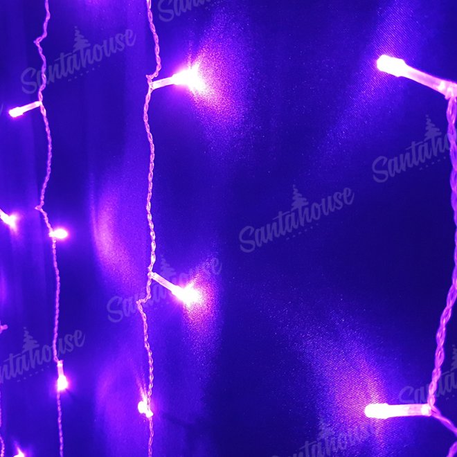 Гирлянда Занавес, прозрачный провод, IP44, Фиолетовый,1,5х1,5м