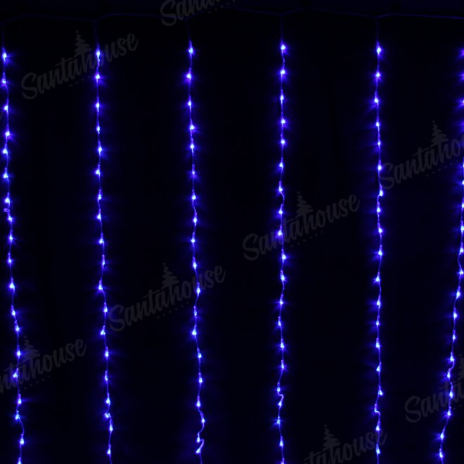 Комнатная гирлянда Водопад, прозрачный провод, 2х2м., синий, IP44