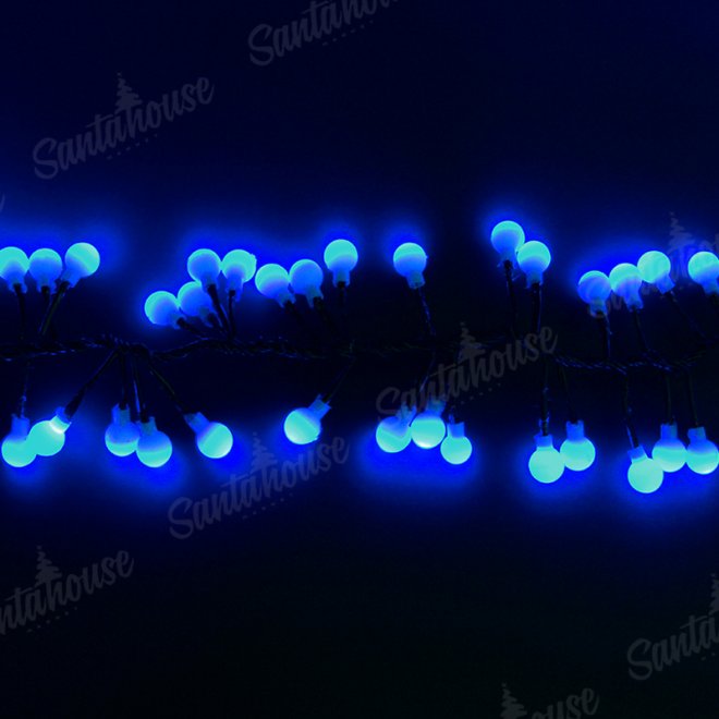 Гирлянда Нить Мишура шарики, с переходником, 8 режимов Синий цвет 3м