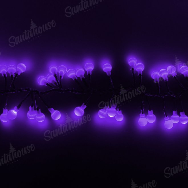 Гирлянда Нить Мишура шарики, с переходником, 8 режимов Фиолетовый цвет 3м