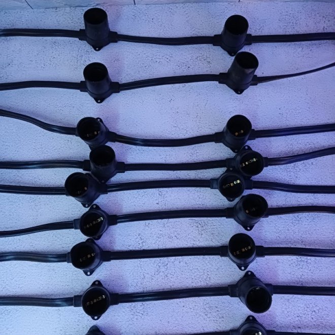 Гирлянда белт-лайт Ретро Лампочки, чёрный резиновый провод, IP65, шаг 20 см, 1 м